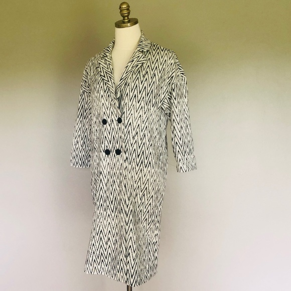 Coat MAX AND CO Black and White Small Cotton Blend - Picture 1 of 9